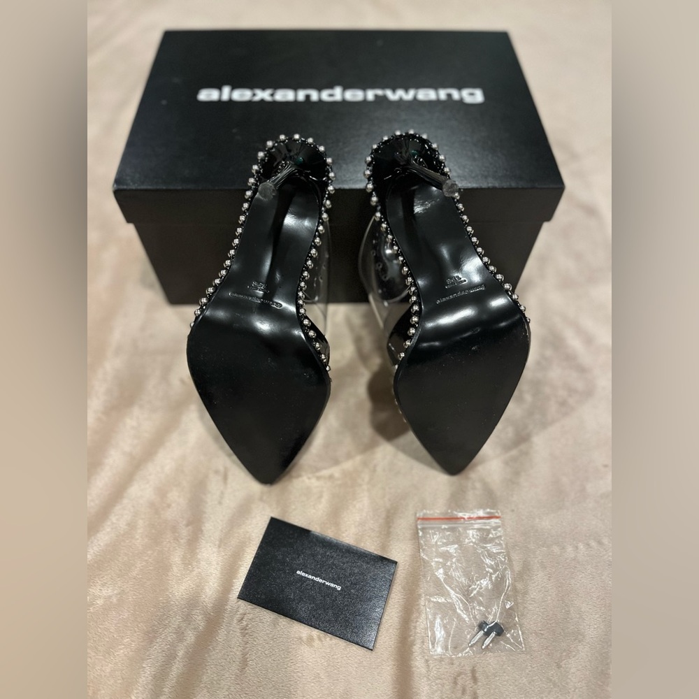 Alexander Wang Rina Studded Clear Strap Pointed Toe Mule - Picture 11 of 12